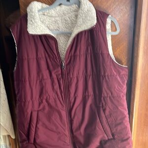 The North Face Red and White Quilted Vest